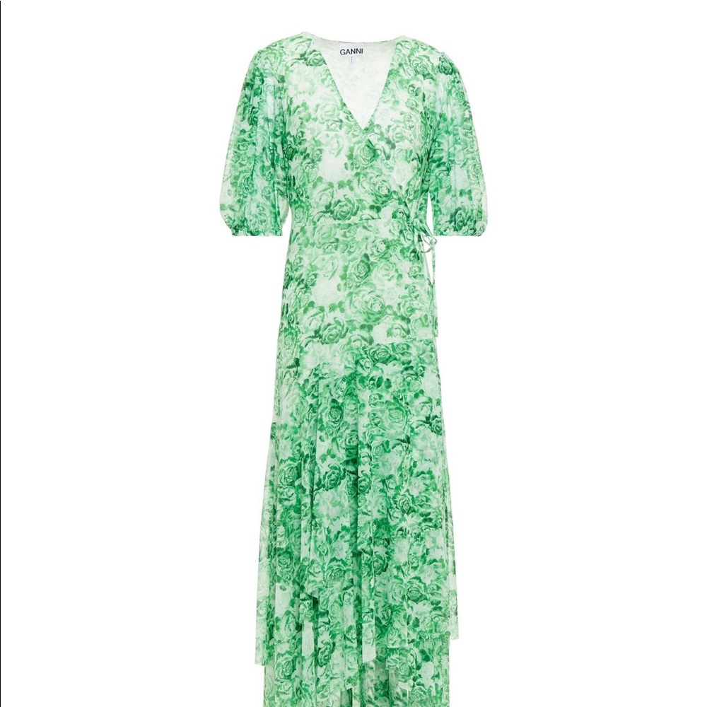 GANNI WRAP DRESS - ISLAND GREEN